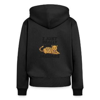 J’aime les jaguars juste vraiment les amoureux du jaguar - Sweat à capuche zippé Premium bio Femme - noir - Dos - Julia (174cm)