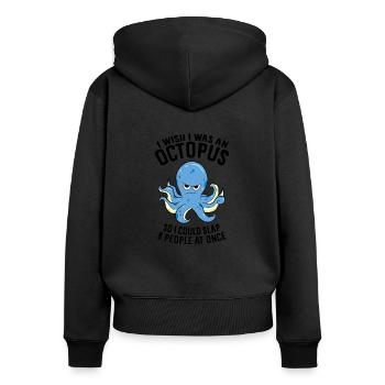 J’aimerais être une pieuvre de 8 - Sweat à capuche zippé Premium bio Femme - noir - Dos - Julia (174cm)