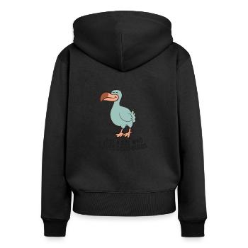 Juste un garçon qui aime les oiseaux dodo - Sweat à capuche zippé Premium bio Femme - noir - Dos - Julia (174cm)