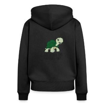 J’aime les tortues Tout simplement Ok - Sweat à capuche zippé Premium bio Femme - noir - Dos - Julia (174cm)