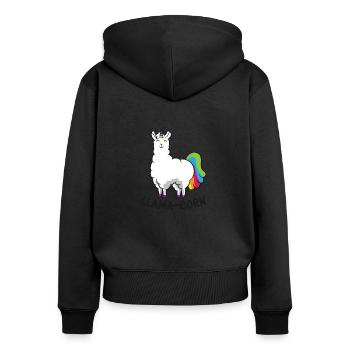 Lustige LLama nette Llamacorn - Frauen Premium Bio Zip Hoodie - Schwarz - Hinten - Julia (174cm)