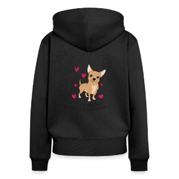 Juste une fille Who Loves Chihuahuas Cute Chihuahua - Sweat à capuche zippé Premium bio Femme - noir - Dos - Julia (174cm)