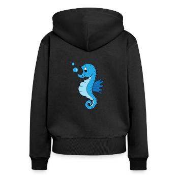 Seepferdchen-Liebhaber Seepferdchen-Liebhaber - Frauen Premium Bio Zip Hoodie - Schwarz - Hinten - Julia (174cm)