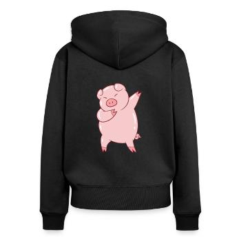 Dabbing Pig Dabbendes Porc ferme enfants - Sweat à capuche zippé Premium bio Femme - noir - Dos - Julia (174cm)