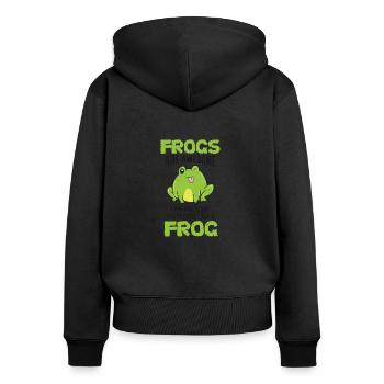Je suis une grenouille - Sweat à capuche zippé Premium bio Femme - noir - Dos - Julia (174cm)