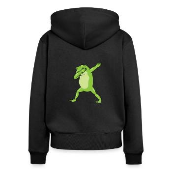 Dabbing Grenouille Drôle grenouille Dab Drôle grenouille - Sweat à capuche zippé Premium bio Femme - noir - Dos - Julia (174cm)