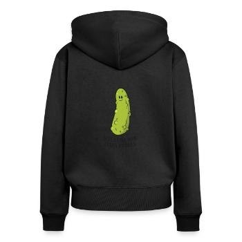 Juste une fille Le cornichon aime - Sweat à capuche zippé Premium bio Femme - noir - Dos - Julia (174cm)