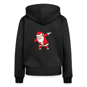 Weihnachten Weihnachtsmann Dabbender - Frauen Premium Bio Zip Hoodie - Schwarz - Hinten - Julia (174cm)