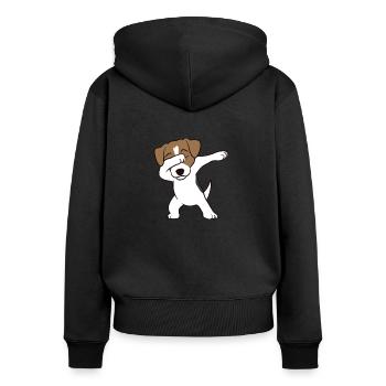 Dabbing Jack Russell Terrier Dabbing Jack Russell - Frauen Premium Bio Zip Hoodie - Schwarz - Hinten - Julia (174cm)