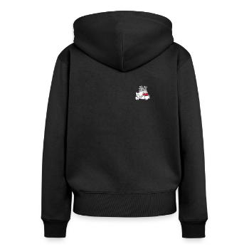 Schnauzer Hund in der Tasche - Frauen Premium Bio Zip Hoodie - Schwarz - Hinten - Julia (174cm)