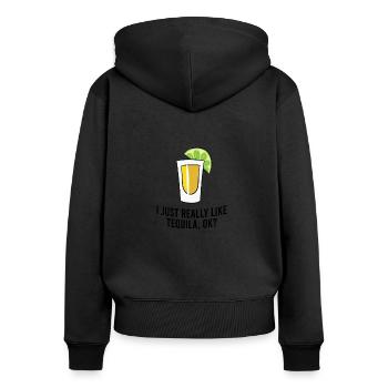 Ich Mag Tequila einfach, Ok? - Frauen Premium Bio Zip Hoodie - Schwarz - Hinten - Julia (174cm)