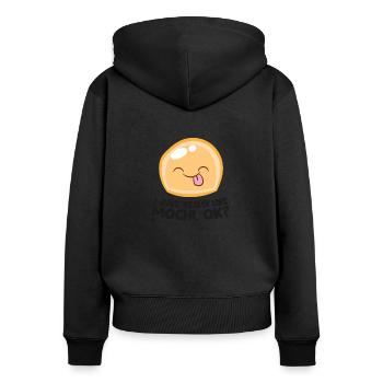 Ich Mag Mochi Einfach Wirklich, Ok? Japan Mochi - Frauen Premium Bio Zip Hoodie - Schwarz - Hinten - Julia (174cm)