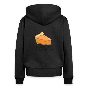 Je ne suis là que pour la tarte à la citrouille - Sweat à capuche zippé Premium bio Femme - noir - Dos - Julia (174cm)