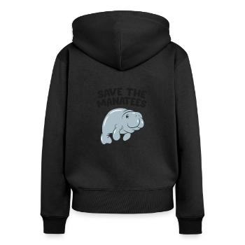 Save The Manatees Floats Potatoes Funny Manatee - Women's Premium Organic Zip Hoodie - black - Back - Julia (174cm)