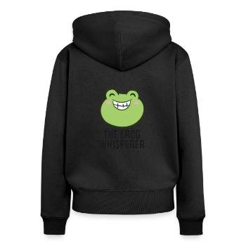 Chuchoteur de grenouille - Sweat à capuche zippé Premium bio Femme - noir - Dos - Julia (174cm)