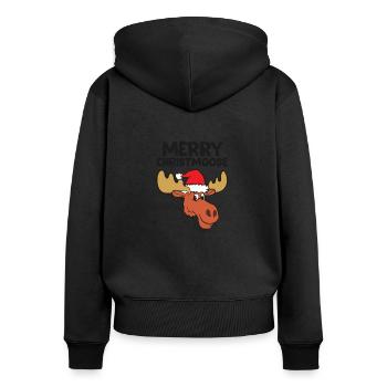 Merry Christmoose Funny Moose Christmas Hat Moose - Women's Premium Organic Zip Hoodie - black - Back - Julia (174cm)