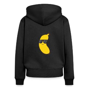 Banane d’été avec lunettes de soleil enfants fruits - Sweat à capuche zippé Premium bio Femme - noir - Dos - Julia (174cm)