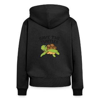 Save The Turtles Rettet Die Schildkröten - Frauen Premium Bio Zip Hoodie - Schwarz - Hinten - Julia (174cm)