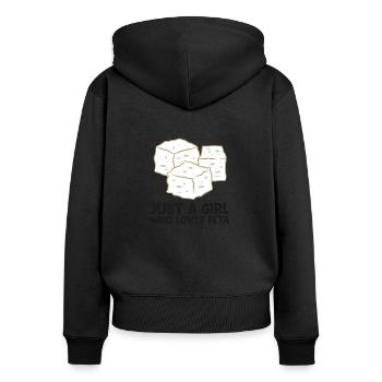 Just a Girl Who Loves Feta Cheese - Women's Premium Organic Zip Hoodie - black - Back - Julia (174cm)