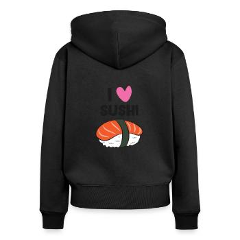 I Love Sushi Kawaii Sushi Japanese Sushi - Frauen Premium Bio Zip Hoodie - Schwarz - Hinten - Julia (174cm)