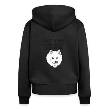 Samojeden-Mädchen Nur ein Mädchen, das - Frauen Premium Bio Zip Hoodie - Schwarz - Hinten - Julia (174cm)