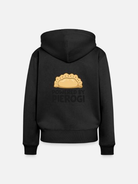 Powered by Pierogi Funny Pierogi - Ekologiczna damska bluza z kapturem na zamek Premium - czarny