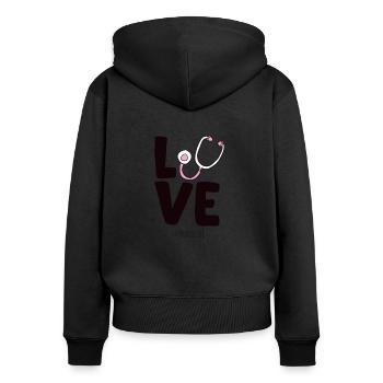 Love Nurse Stethoscope Funny Nurse - Women's Premium Organic Zip Hoodie - black - Back - Julia (174cm)