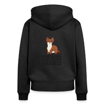 Une fille qui aime la belette - Sweat à capuche zippé Premium bio Femme - noir - Dos - Julia (174cm)