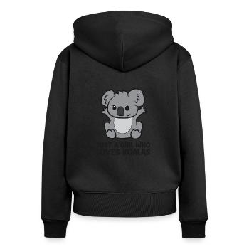 Koala Girl Nur ein Mädchen, das Koalas liebt - Frauen Premium Bio Zip Hoodie - Schwarz - Hinten - Julia (174cm)