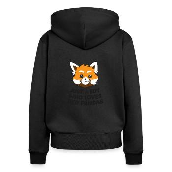 Nur ein Junge, der rote Pandas liebt - Frauen Premium Bio Zip Hoodie - Schwarz - Hinten - Julia (174cm)