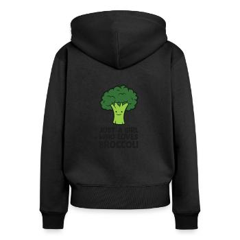 Juste une fille qui aime le brocoli - Sweat à capuche zippé Premium bio Femme - noir - Dos - Julia (174cm)