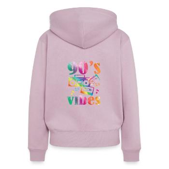 90er Vibes Musik Nostalgische 1990er Jahre Retro - Frauen Premium Bio Zip Hoodie - Altrosa - Hinten - Julia (174cm)
