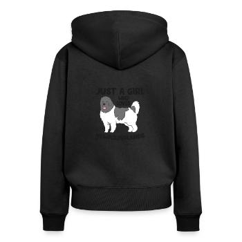 Juste une fille qui aime les chiens de Terre-Neuve - Sweat à capuche zippé Premium bio Femme - noir - Dos - Julia (174cm)