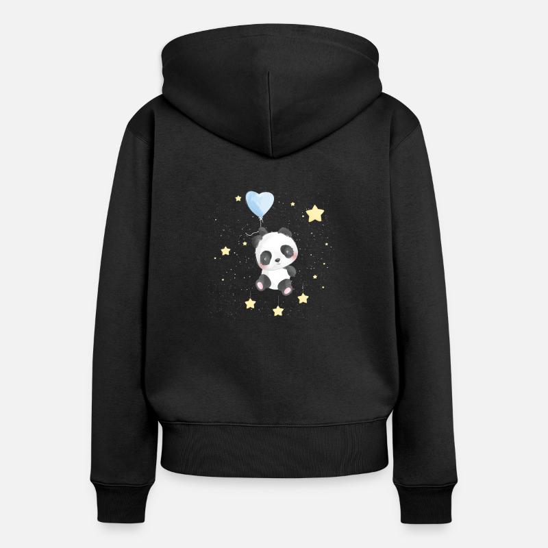 Panda de l’espace avec des étoiles - Sweat à capuche zippé Premium bio Femme - noir