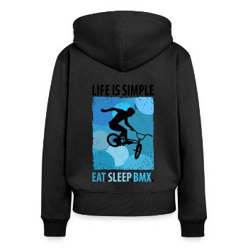 Le BMX - Sweat à capuche zippé Premium bio Femme - noir - Dos - Julia (174cm)