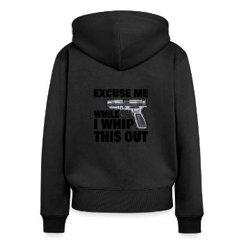 Clay Pigeon Shooting Skeet Shooting Shooting - Sweat à capuche zippé Premium bio Femme - noir - Dos - Julia (174cm)
