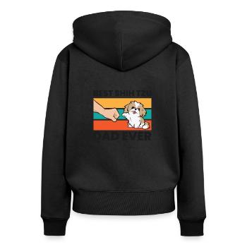 Bester Shih Tzu Papa aller Zeiten Niedlicher Shih - Frauen Premium Bio Zip Hoodie - Schwarz - Hinten - Julia (174cm)