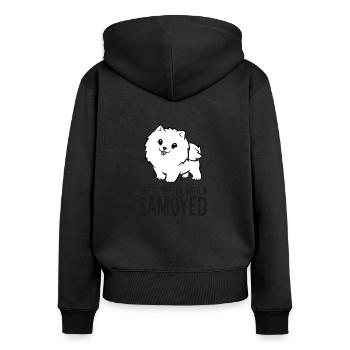 Life Is Better With A Samoyed - Women's Premium Organic Zip Hoodie - black - Back - Julia (174cm)