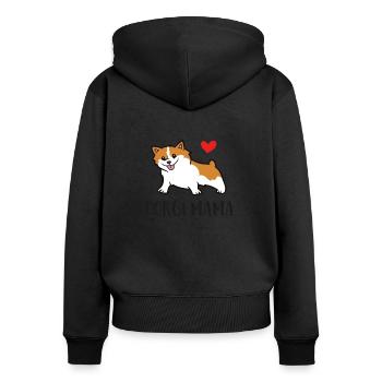 Corgi Mama Cute Welsh Corgi - Women's Premium Organic Zip Hoodie - black - Back - Julia (174cm)