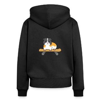 Skateboard Cochon d’Inde Patineur mignon - Sweat à capuche zippé Premium bio Femme - noir - Dos - Julia (174cm)