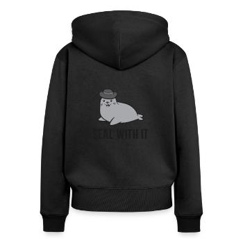 Seal With It Cute Seal - Women's Premium Organic Zip Hoodie - black - Back - Julia (174cm)
