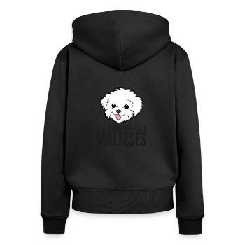 Chien maltais Juste une fille qui aime le maltais - Sweat à capuche zippé Premium bio Femme - noir - Dos - Julia (174cm)