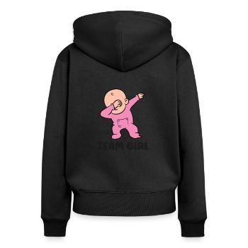 Révélation de genre Team Girl - Sweat à capuche zippé Premium bio Femme - noir - Dos - Julia (174cm)