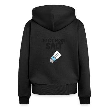 Drôle d’amoureux du sel Il a besoin de plus de sel - Sweat à capuche zippé Premium bio Femme - noir - Dos - Julia (174cm)