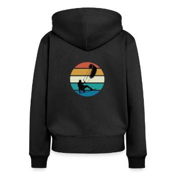 Vintage Kiteboarding, Kiteboarder - Frauen Premium Bio Zip Hoodie - Schwarz - Hinten - Julia (174cm)