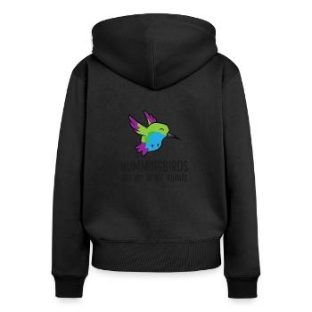 Kolibris sind mein Seelentier Lustiger Kolibri - Frauen Premium Bio Zip Hoodie - Schwarz - Hinten - Julia (174cm)