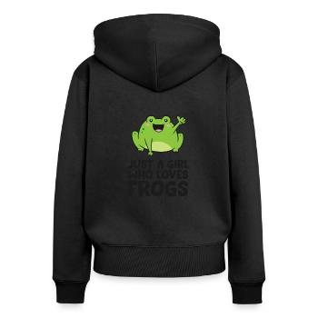 Mignonne grenouille fille juste une fille qui aime les grenouilles - Sweat à capuche zippé Premium bio Femme - noir - Dos - Julia (174cm)
