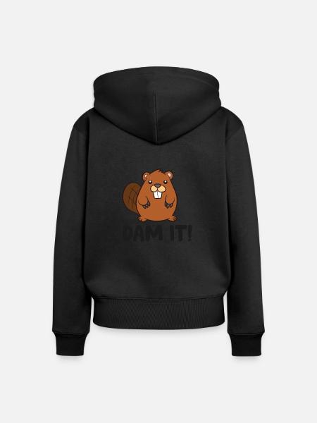 Beaver Dam Le encantan los castores - Premium økologisk hoodie med lynlås til kvinder - sort