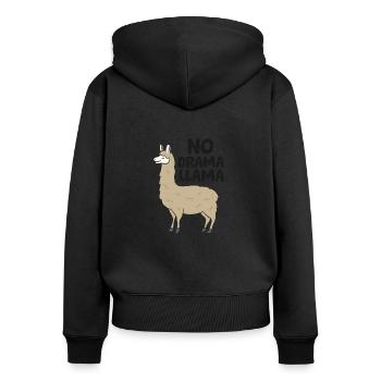 Kein Drama Llama Alpaka Lustiges Alpaka Llama - Frauen Premium Bio Zip Hoodie - Schwarz - Hinten - Julia (174cm)