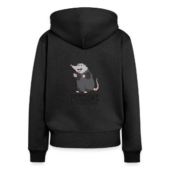 Opossums sind mein Geisttier Niedliches Opossum - Frauen Premium Bio Zip Hoodie - Schwarz - Hinten - Julia (174cm)